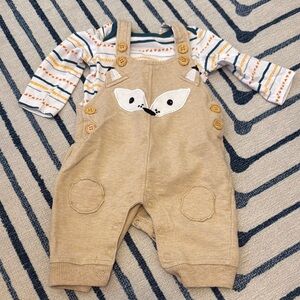 Beige Kids Bottoms with Fox Design